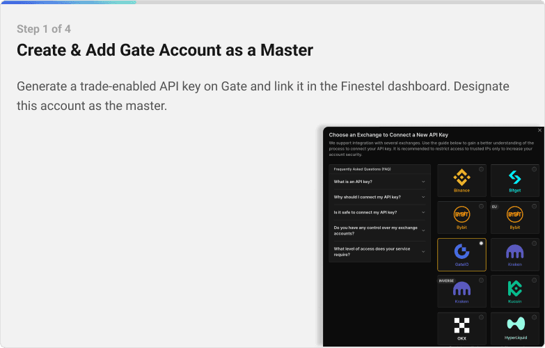 Choose an Exchange to Connect a New API Key