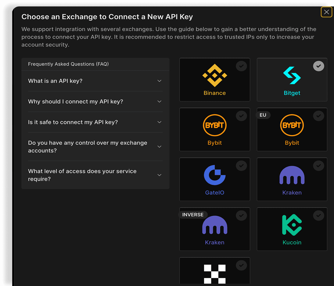 Add Your Exchange Account(s)