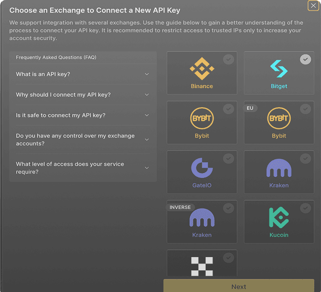 Add Your Exchange Account(s)