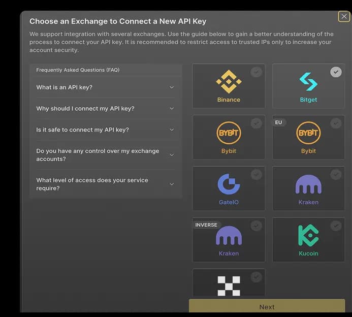 Add Your Exchange Account(s)
