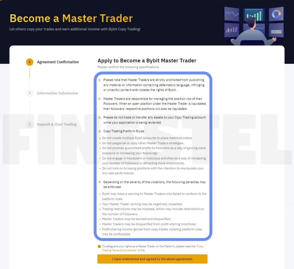 Bybit agreement confirmation for becoming a master trader