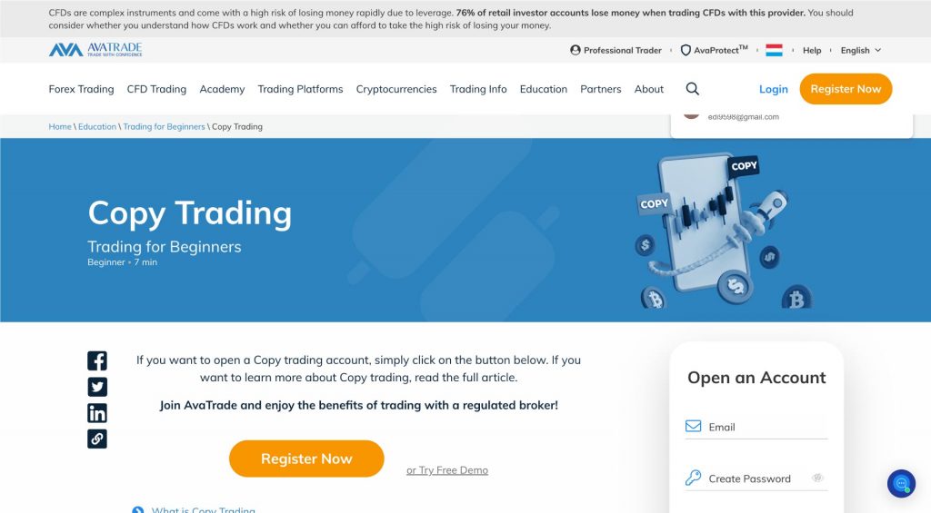 AvaTrade's copy trading platform.