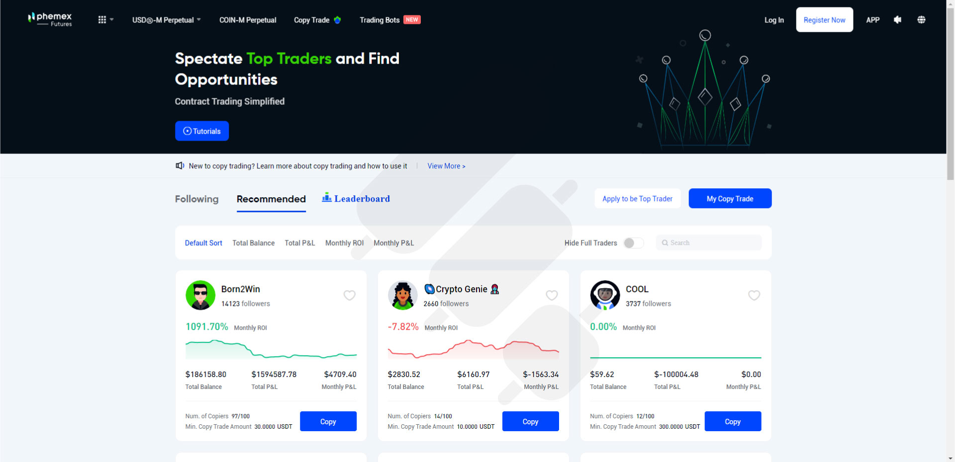 Phemex copy trading