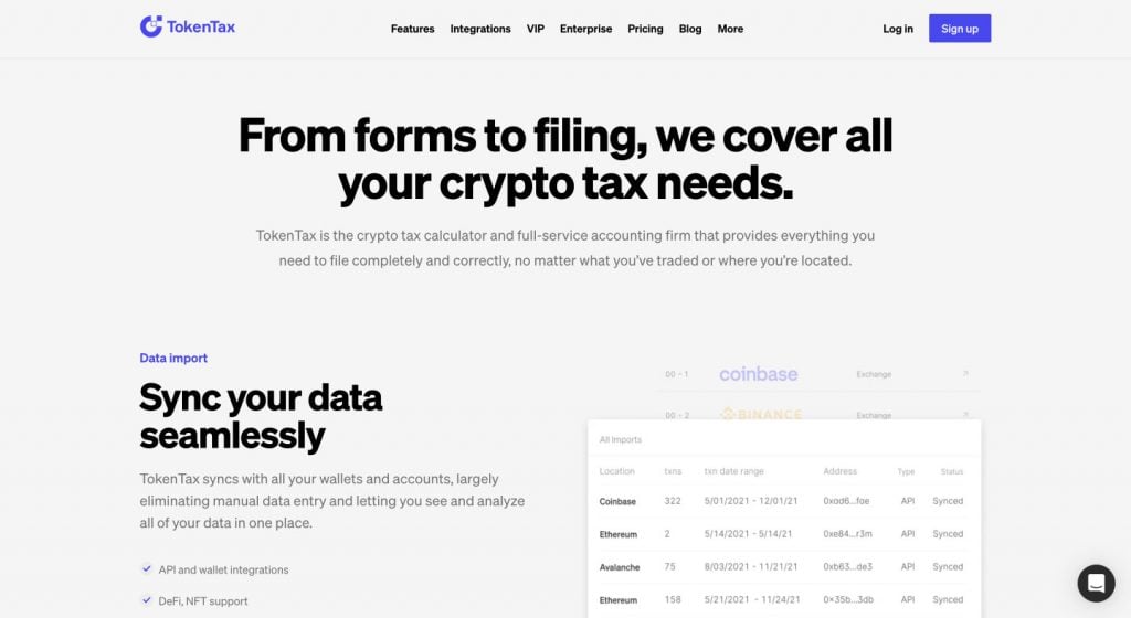 TokenTax: One of the best crypto tax tools