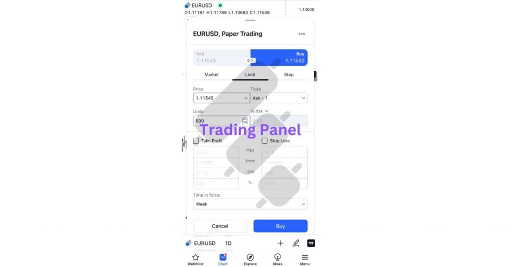 TradingView Mobile App Trading Panel