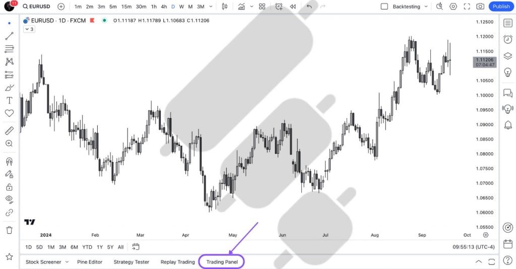Locating the TradingView Trading Panel