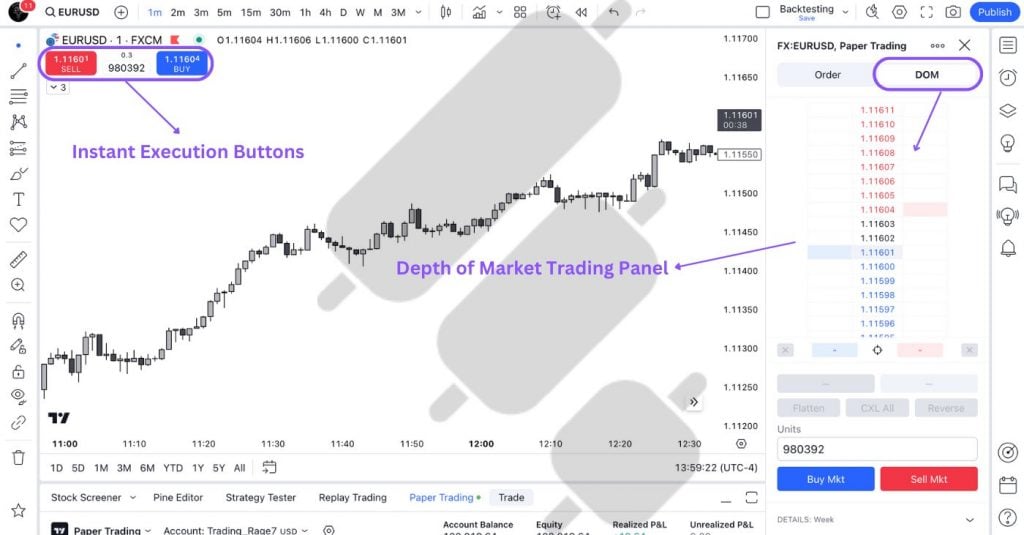 TradingView Instant Order Placement and DoM