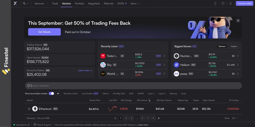 DYDX: Decentralized crypto exchange without verification