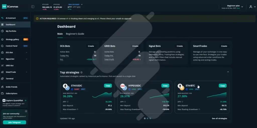 3Commas old dashboard