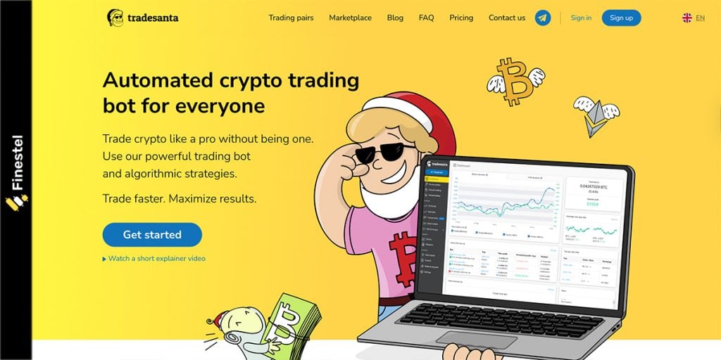 TradeSanta Review: Homepage