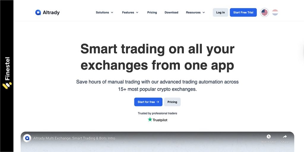 Altrady Review: Homepage