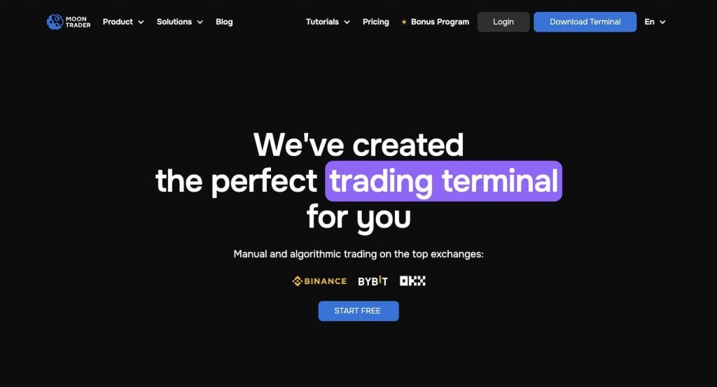 MoonTrader Review: Homepage