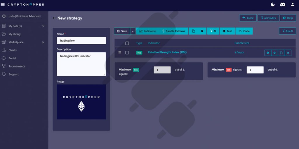 Cryptohopper create bot