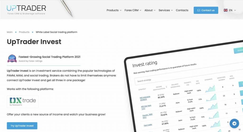 UpTrader Invest: How to run copy/social trading on UpTrader