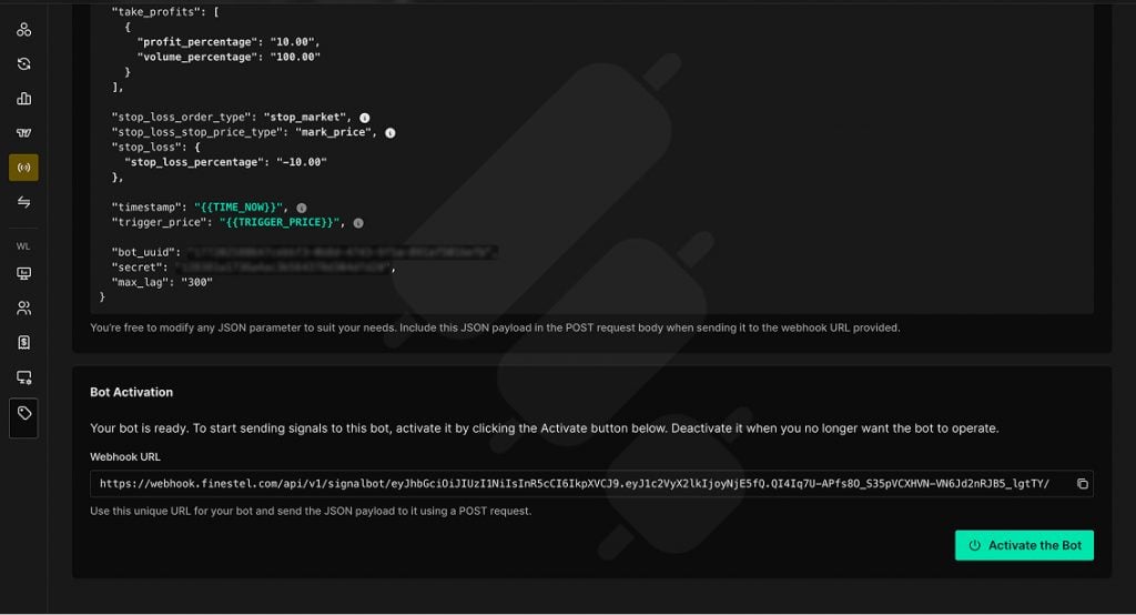 Activating the Finestel Signal Bot for CoinGecko API Trading