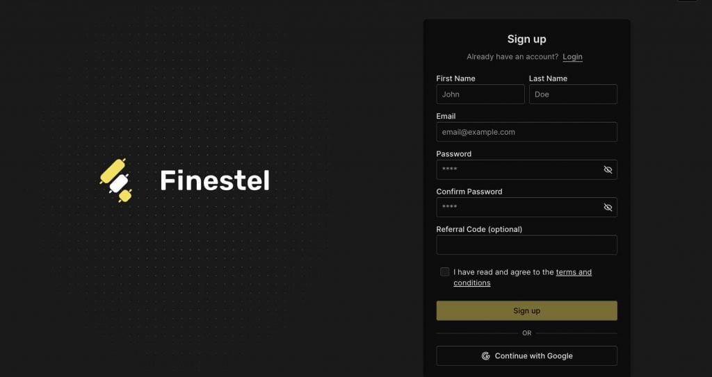 Build Crypto Signal Bot with CoinGecko API: Register on Finestel