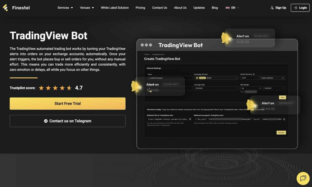Finestel's TradingView Bot: Best option to create automated SMC bots in crypto