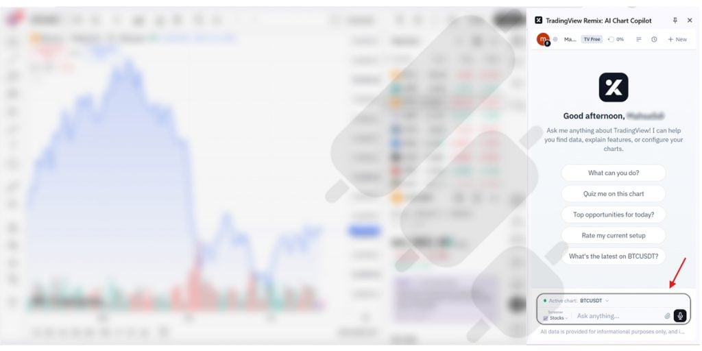 TradingView AI Chart Copilot Chat Box
