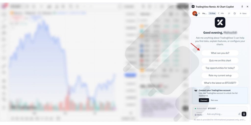 TradingView AI Chart Copilot Suggested Prompts