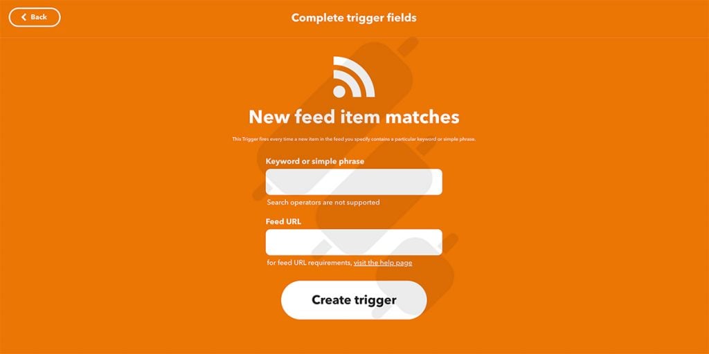 ifttt rss feed news feed item matches as trigger for a signal trading bot