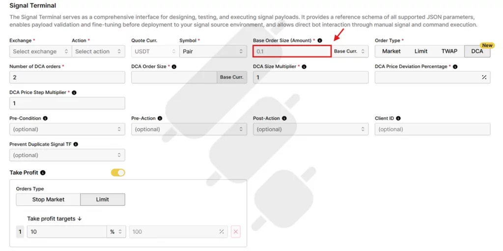 base order size in a DCA bot