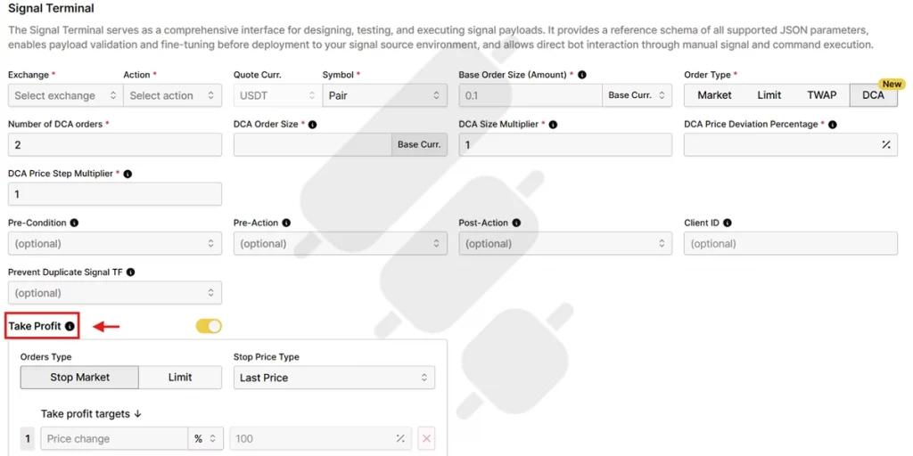 Take-profit in a DCA bot