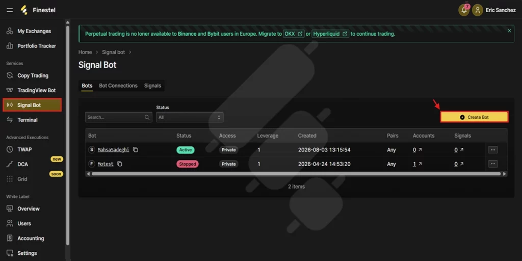 connecting Signal Bot to Finestel