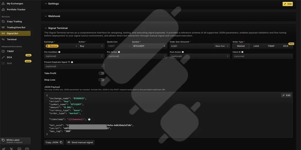 Finestel Signal Bot Binance Buy Json Payload