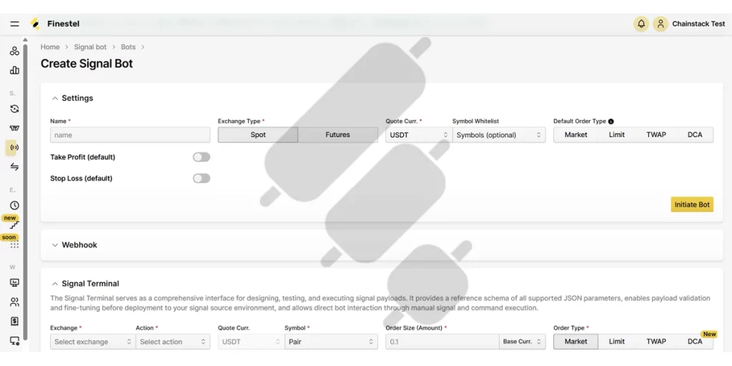 creating a signal bot using Finestel