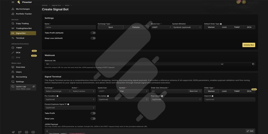 finestel signal bot create dashboard