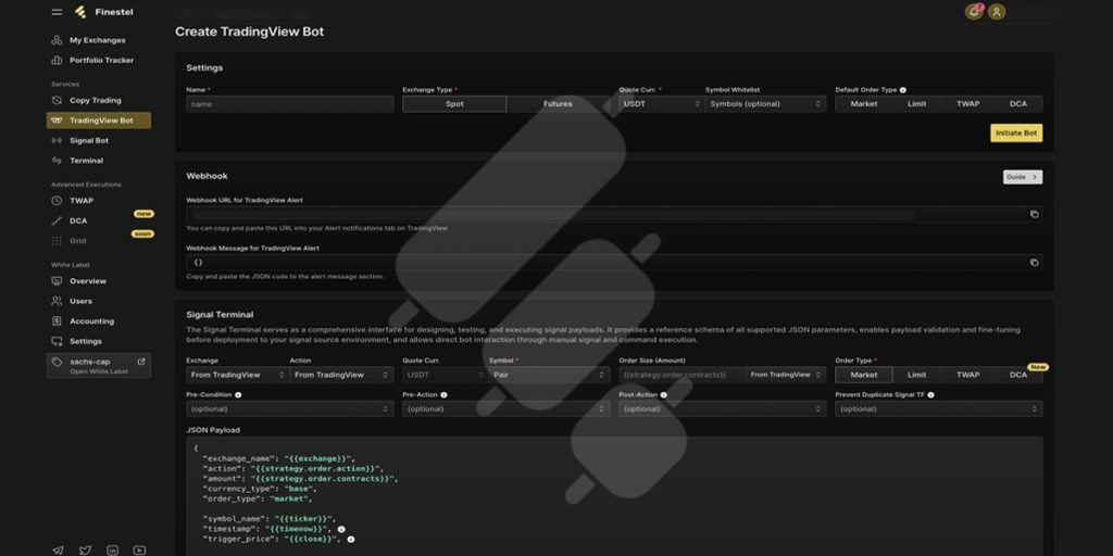 finestel tradingview bot create dashboard