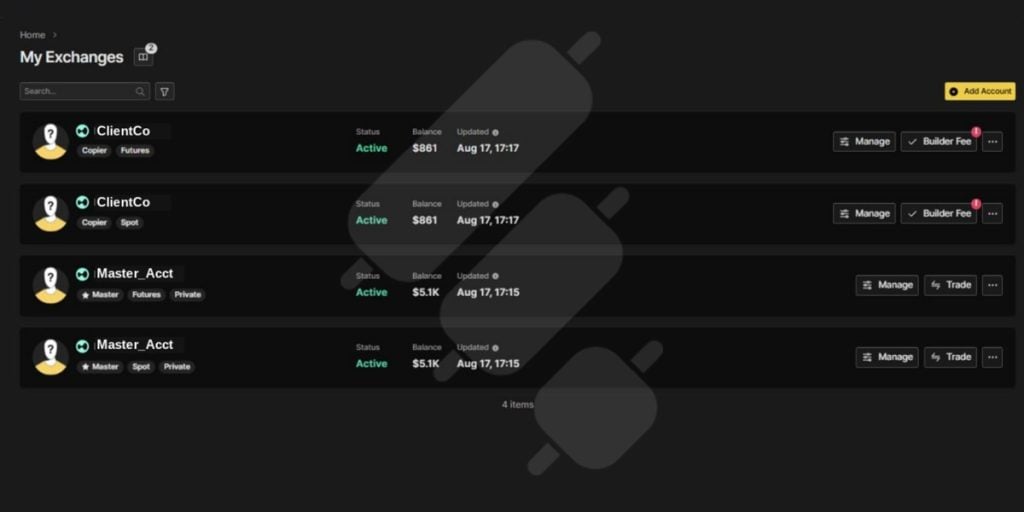 finestel white label hyperliquid client accounts