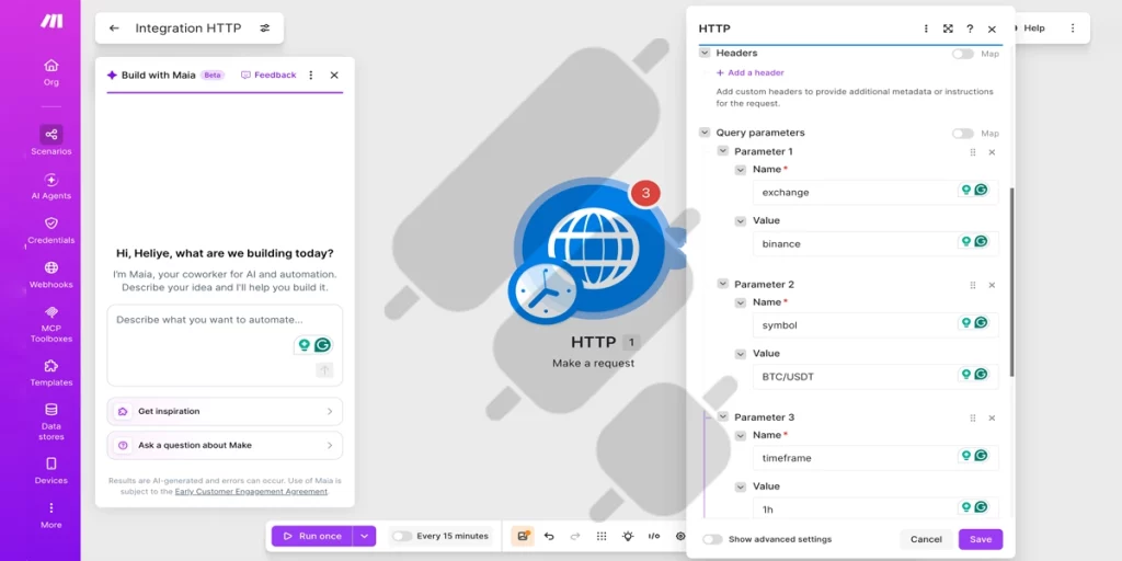 make http request headers parameters