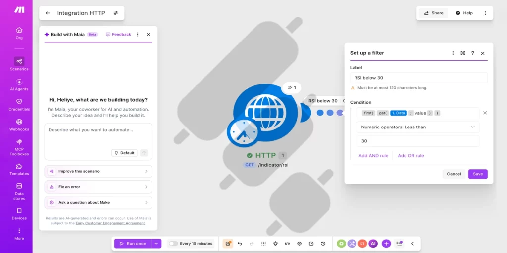 make http request set up a filter