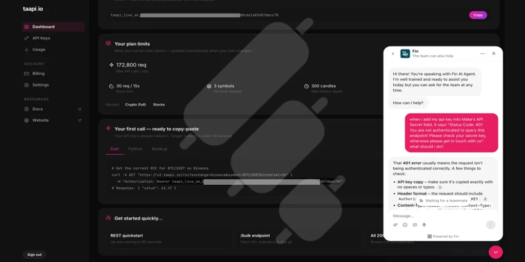 taapi io chat bot 