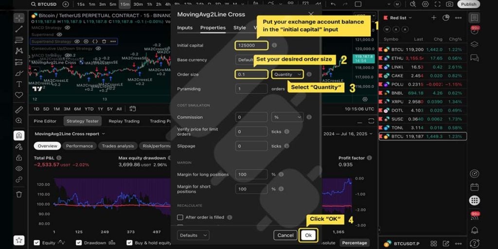 tradingview set alert - properties tab